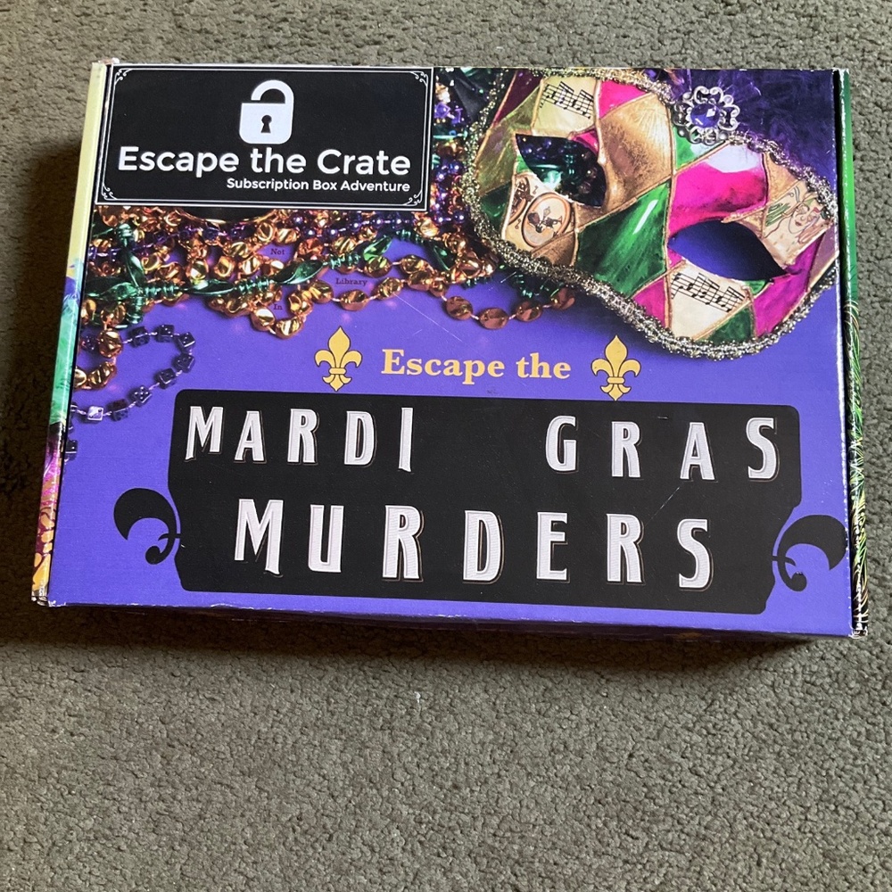 NIB - unopened Escape the Crate Game -Escape the Mardi Gras Murders